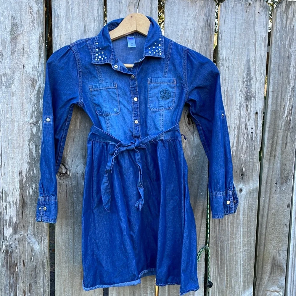 Justice Chambray Shirt Dress Sz 10